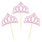 Donoter Cupcake Toppers 24 Pieces Pink Princess Crown Cardstock for Birthday Baby Shower Party Decorations