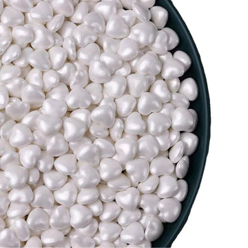 White Sprinkles,Heart-Shaped Cake Sprinkles 130G 4.6Oz Cookie Sprinkles,Sugar Pearl, Edible Candy Pearls For Cake Cupcake Decora