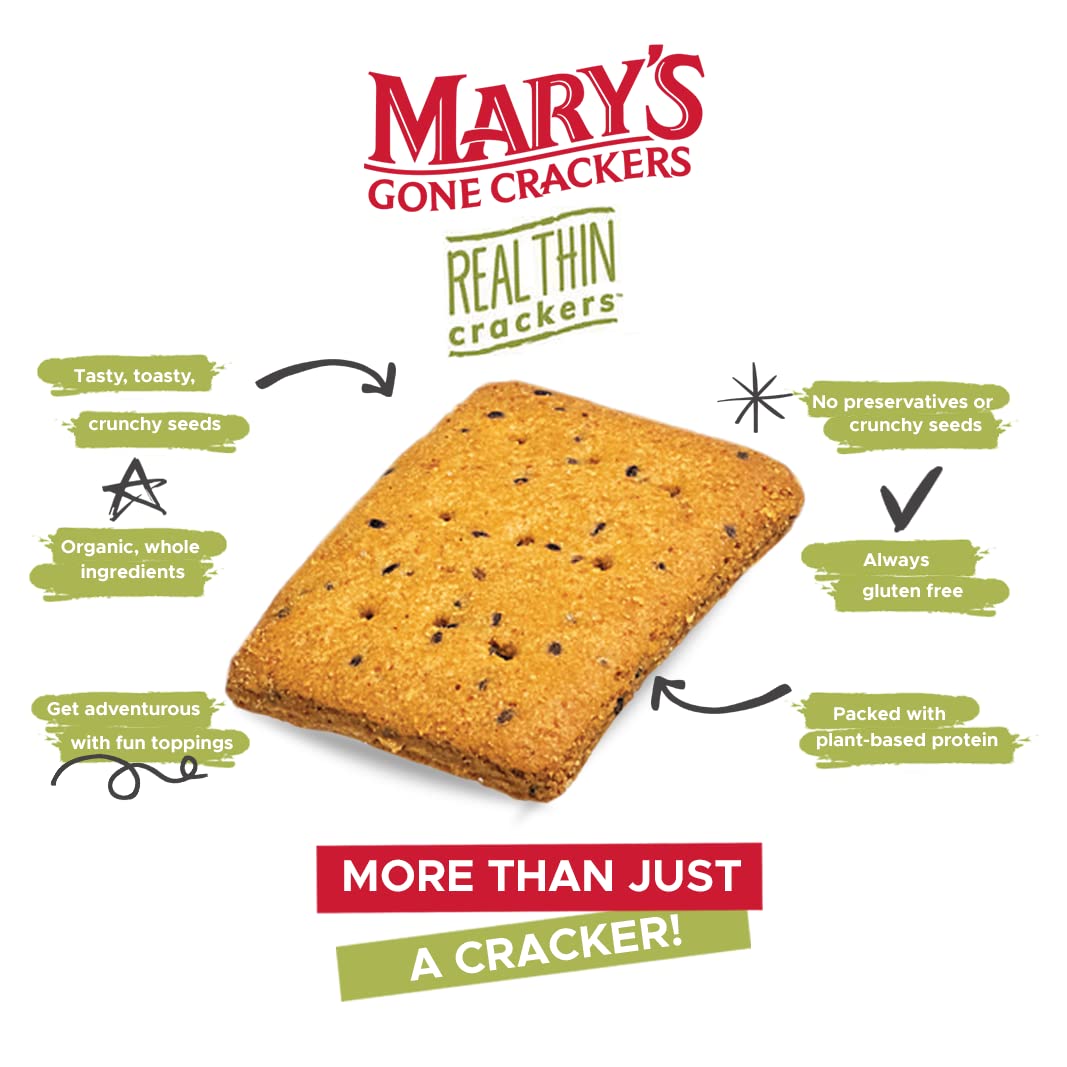 Marys Gone Crackers Real Thin Crackers, Made With Real Organic Whole Ingredients, Gluten Free, Garlic Rosemary, 5 Ounce (Pack Of