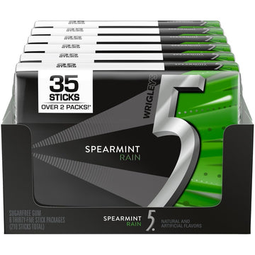 5 Gum Sugarfree Gum, Spearmint Rain, 35-stick pack (6 packs total) 35 Count
