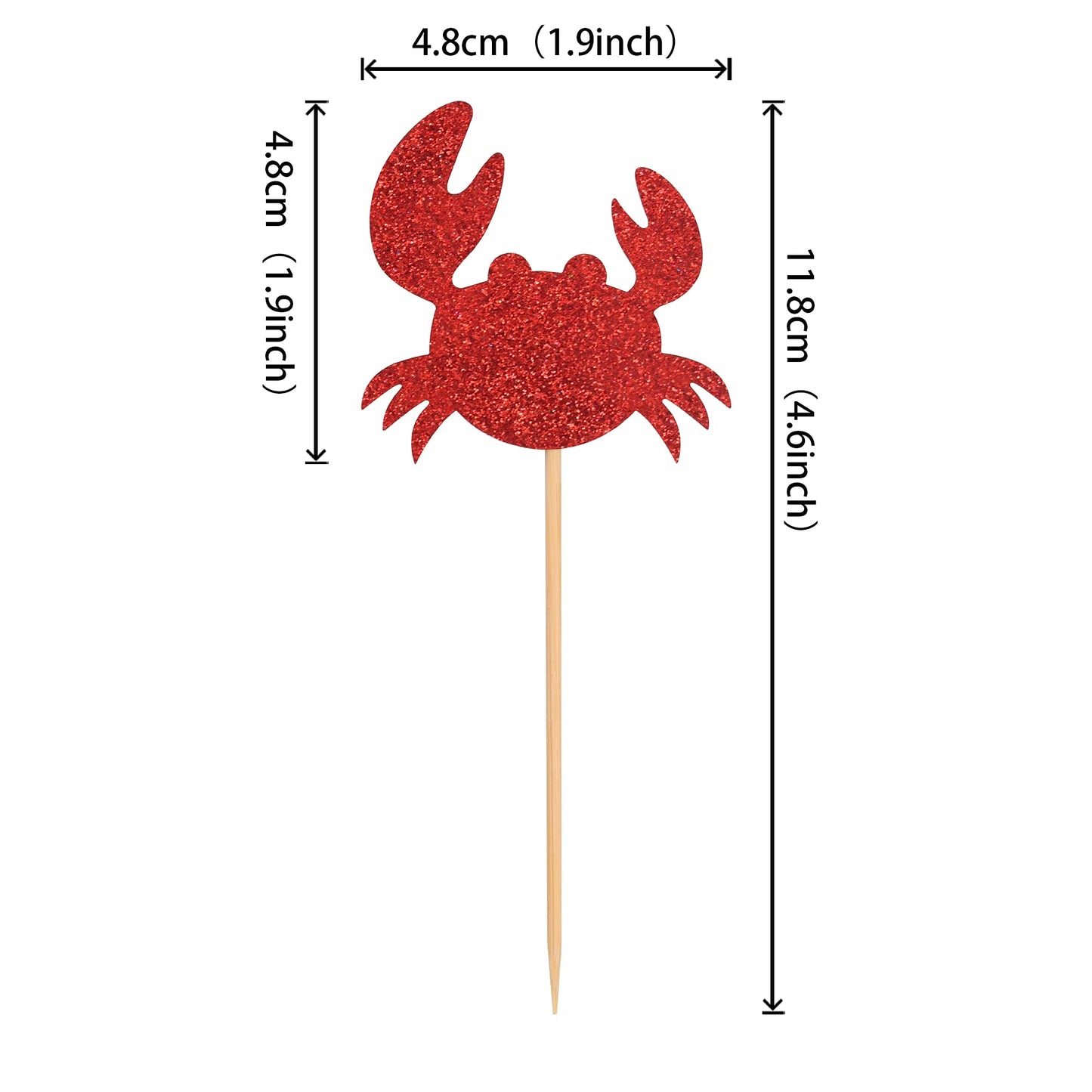 24 Pcs Crab Cupcake Toppers Red Glitter Ocean Crab Cupcake Picks Seafood Ocean Animal Theme Baby Shower Kids Birthday Party Cake