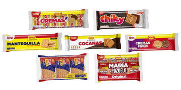 Pozuelo Cookies & Crackers Variety Bundle | Chiky Chocolate, Butter Cookies, Club Extra Crackers, Cremas Star, Cremas Mixed, Mar
