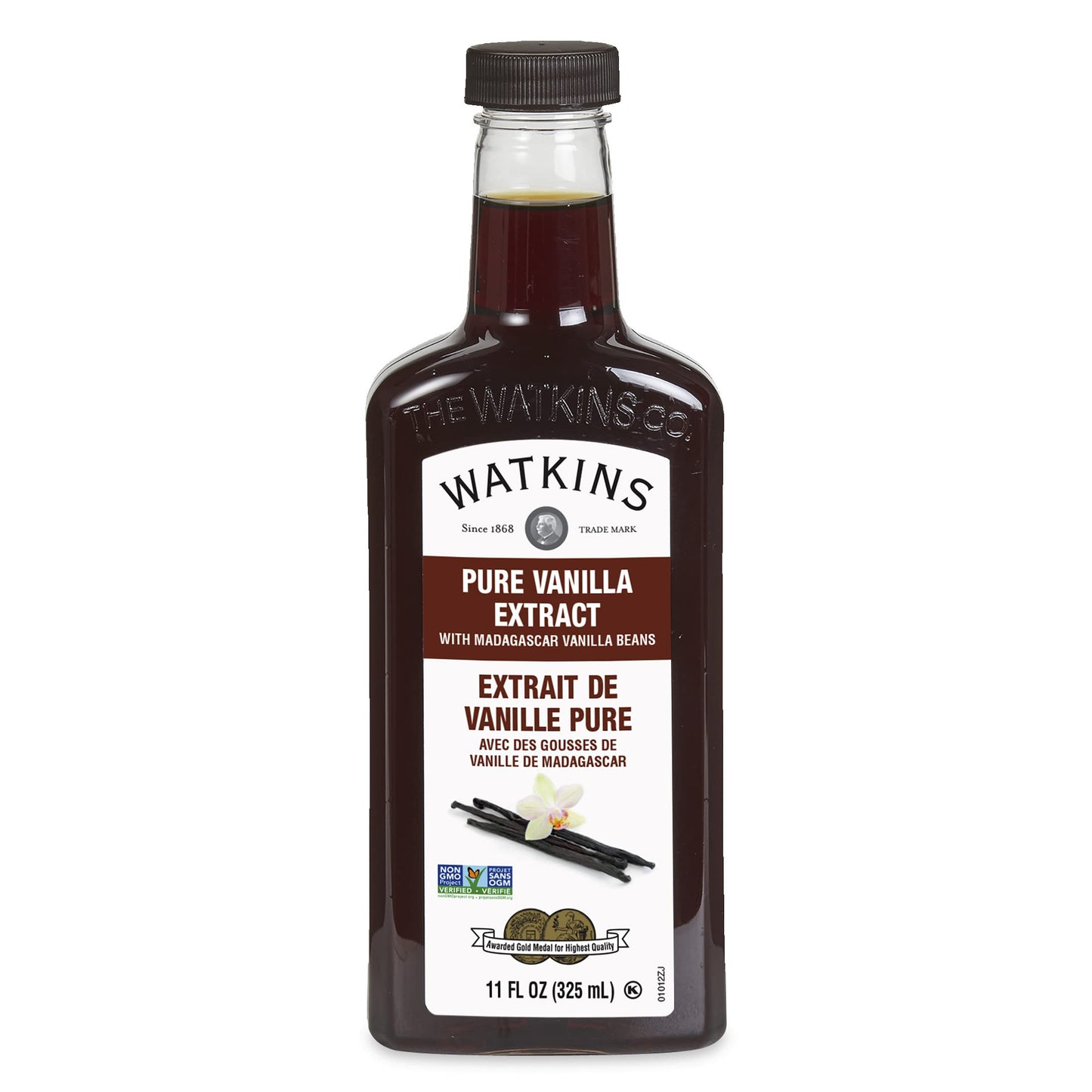 Watkins Pure Vanilla Extract, With Madagascar Vanilla Beans, Non-Gmo, Kosher, 11 Oz. Bottle, 1-Pack