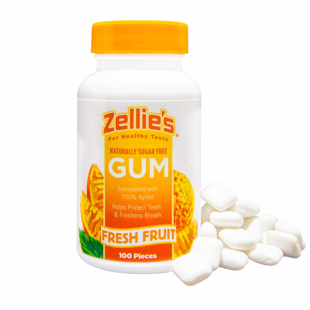 Zellie'S | 100% Xylitol Sugar Free Fresh Fruit Chewing Gum | Fresh Fruit Flavor (100 Count (Pack Of 1))