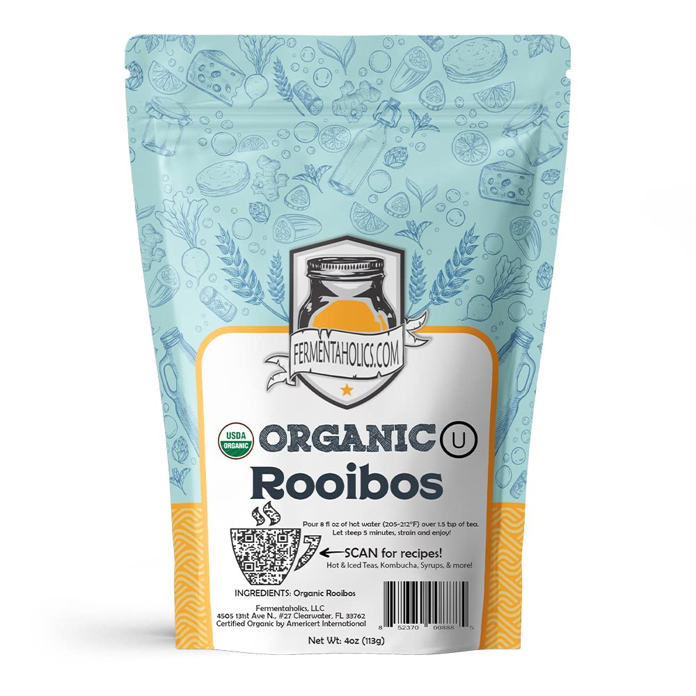 Fermentaholics Rooibos Tea - Organic Loose Leaf - Caffeine-Free - 4 oz