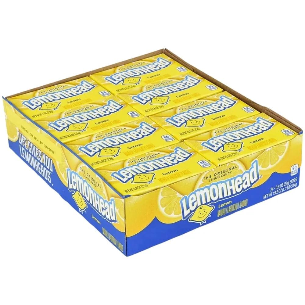 Lemonhead Hard Lemon Candy, 0.8 Ounce Treat-Size Theater Candy Boxes (Pack Of 24)