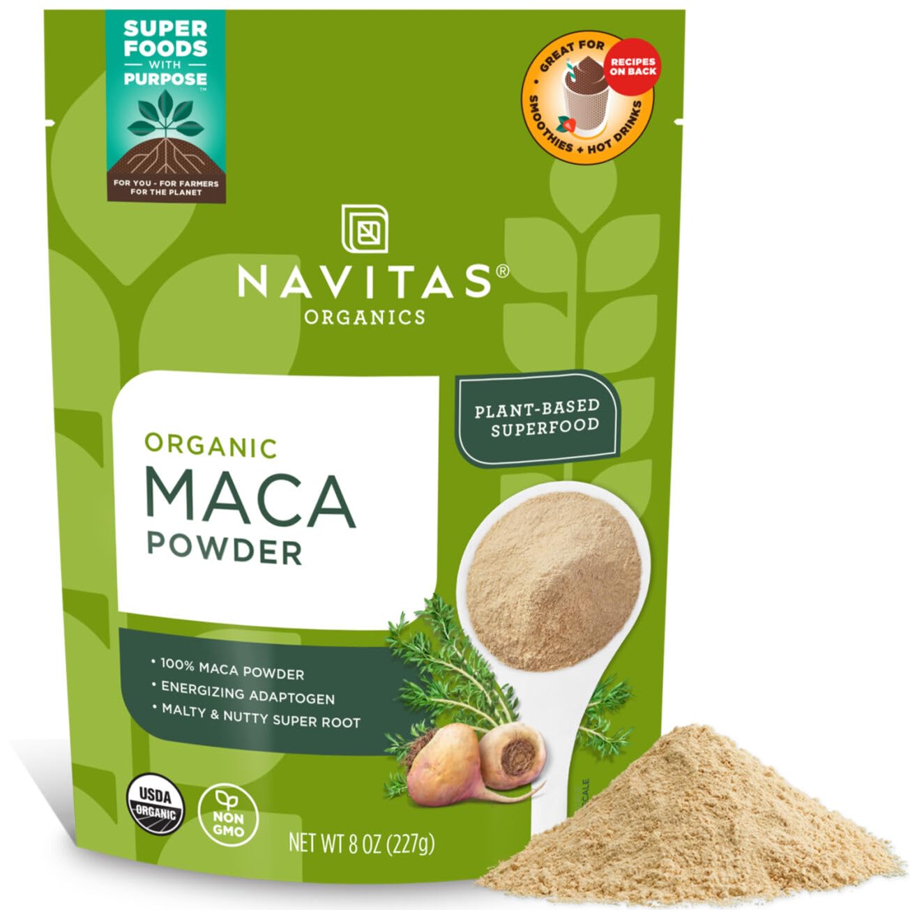 Navitas Organics Maca Powder  8 oz. Bag  45 Servings - Organic  Non-GMO  Low Temp-Dried Gluten-Free