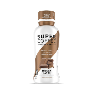 Super Coffee, Iced Keto Coffee (0G Added Sugar, 10G Protein, 80 Calories) [Mocha Latte] 12 Fl Oz, 1 Pack | Iced Coffee, Protein 