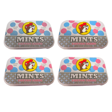 Buc-Ees Sugar Free Cotton Candy Flavored Breath Mints, Gluten Free, Four Tins Of 50 Mints (200 Mints Total)