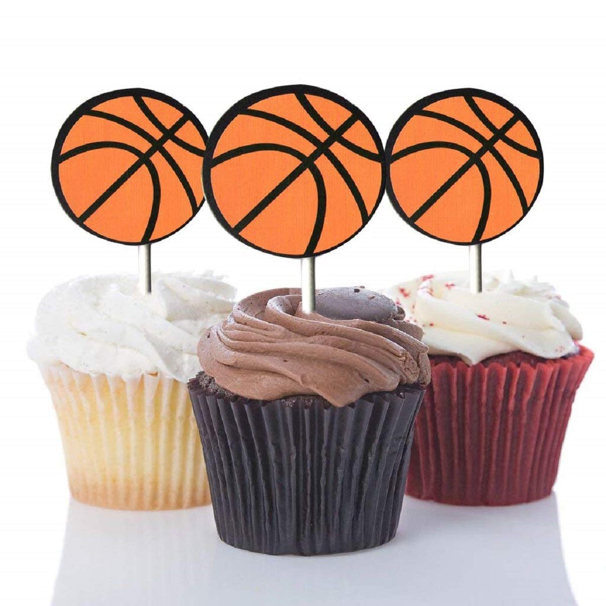 Janou Basketball Sports Cupcake Toppers Cake Picks Decoration Birthday Baby Shower Wedding Party Suppliers Pack 20Pcs
