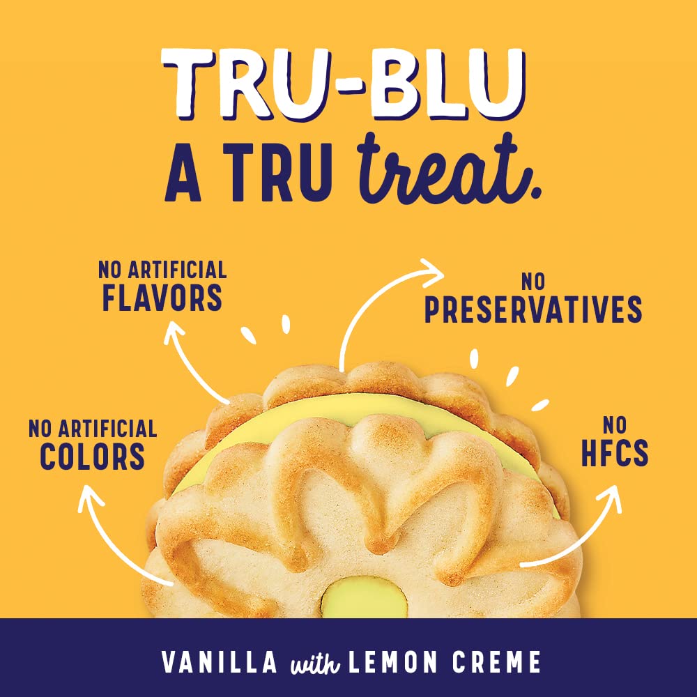 Tru-Blu Vanilla Cookies with Lemon Crme | No artificial ingredients | No High Fructose Corn Syrup | Made in the USA | 12 Ounce (
