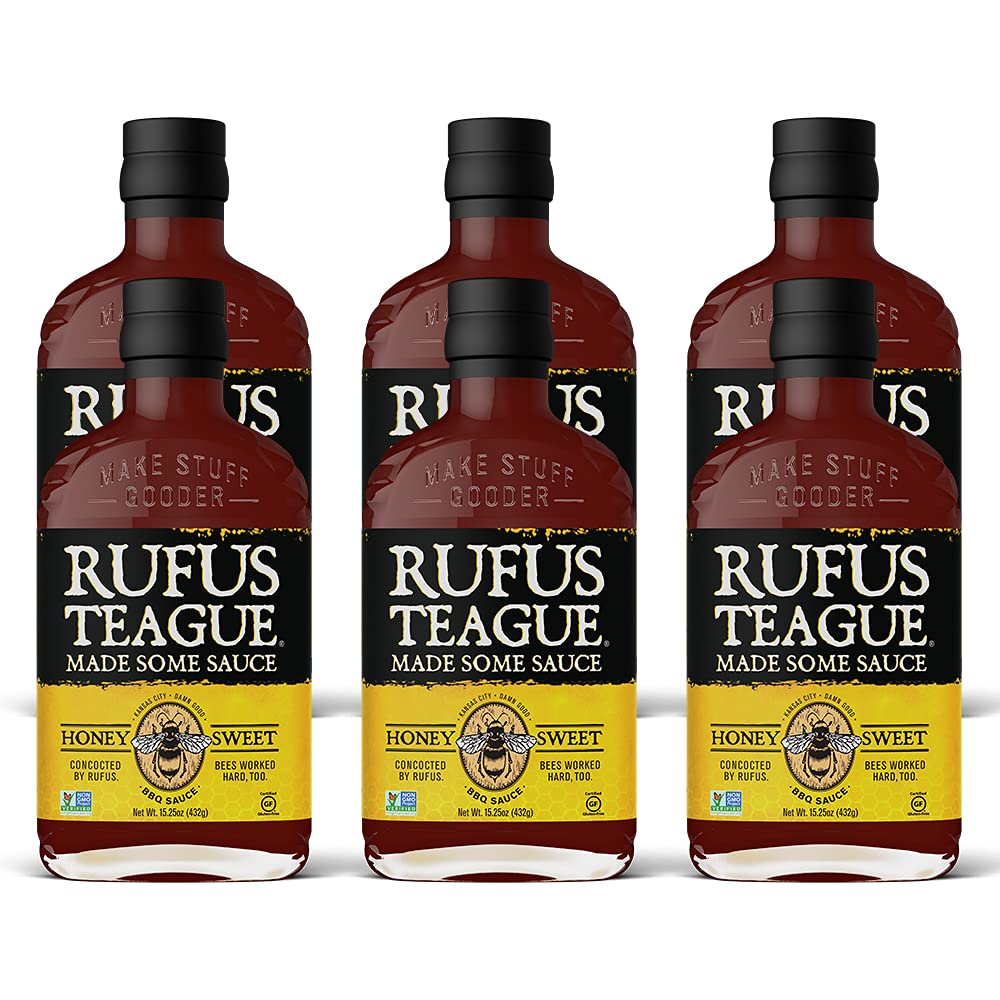 Rufus Teague - Honey Sweet BBQ Sauce - Premium Barbecue Sauce - 15.25 oz. Bottles - 6 Pack