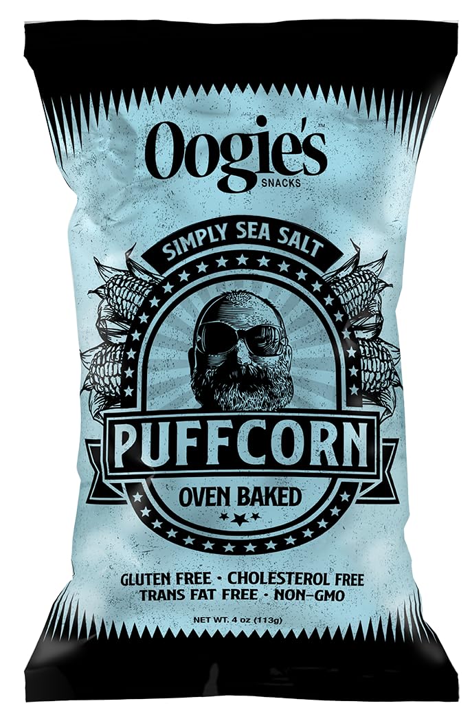 Oogie's Gourmet Puffcorn | 4 Pack | Simply Sea Salt Flavor | Gluten Free Puffcorn Snacks | 4 Ounce Big Bag