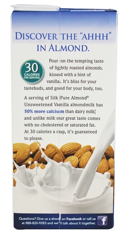 Silk Pure Almond Milk - Unsweetened Vanilla - Case Of 6 - 32 Fl Oz(D0102H5K87J)