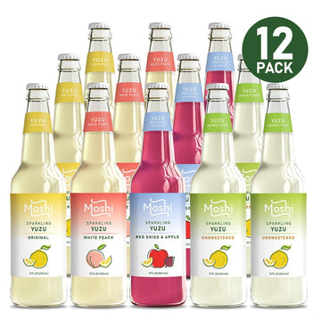 Moshi Sparkling Drinks - Yuzu Matcha Variety Pack, 12 Fl Oz (Pack of 12)