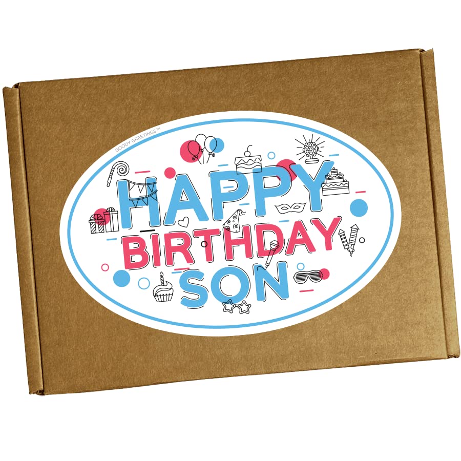 Hangry Kit Birthday Snack Box For Your Son - (20 Count) Happy Birthday Gift Basket Care Package - Contains Birthday Snacks, Cook
