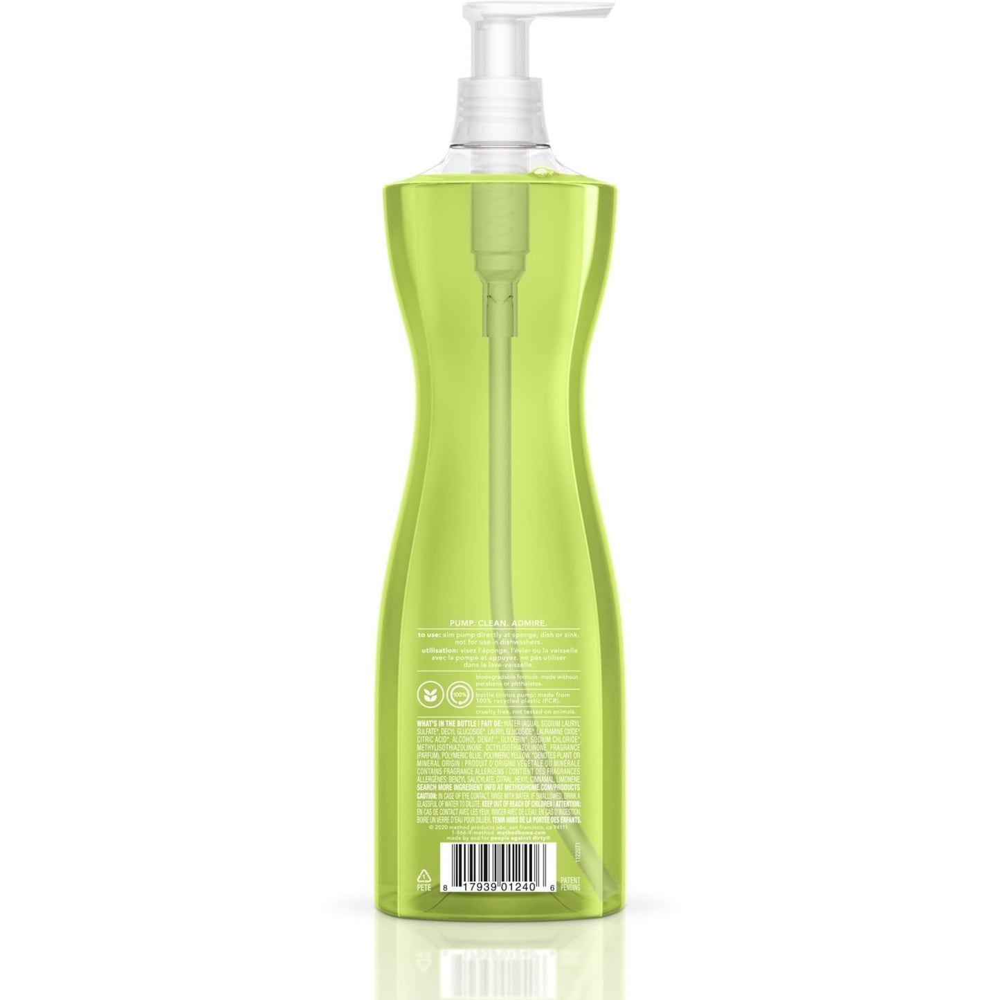 Method™ Dishwashing Soap Pump Bottle, Lime & Sea Salt Scent, 18 Oz Bottle