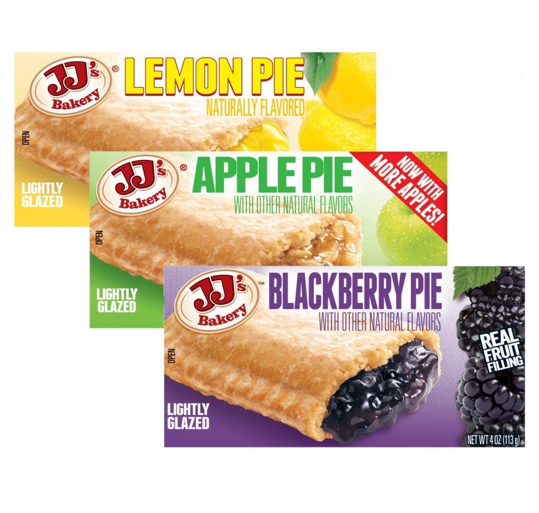 JJ s Bakery Snack Pie Variety Pack - Fresh Baked Fruit Pies Apple, Cherry, Chocolate, Lemon, Peach, Pie Crust Nut-Free Individu