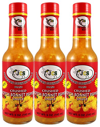 JcS Hot Scotch Bonnet Pepper Sauce (Pack of 3) 5 oz Jars