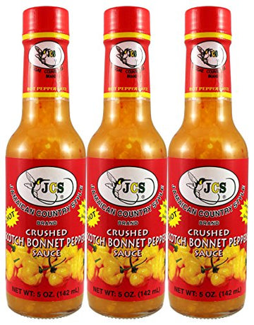 JcS Hot Scotch Bonnet Pepper Sauce (Pack of 3) 5 oz Jars