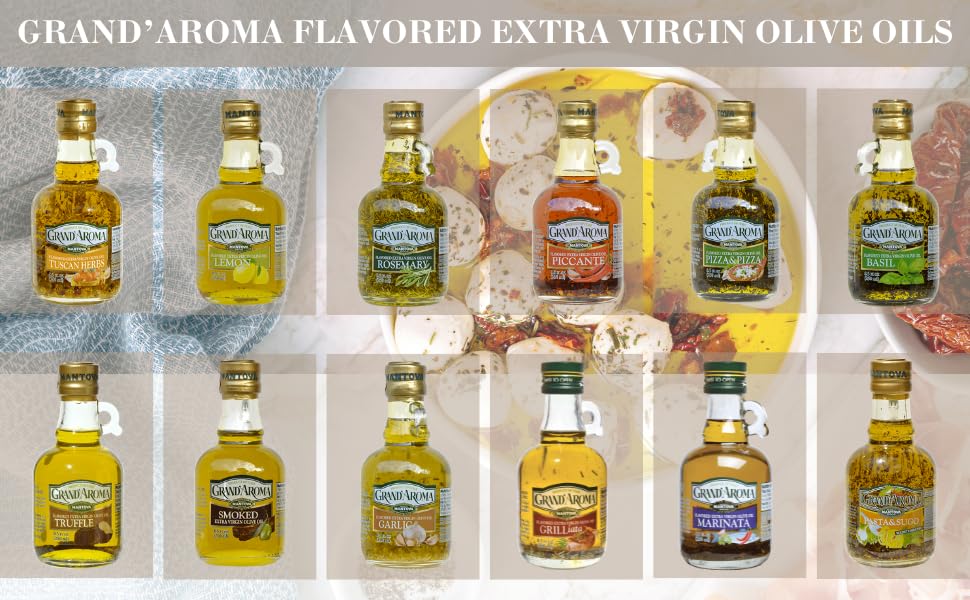 Mantova Grand’Aroma Flavored Extra Virgin Olive Oil Variety Gift Set, 8.5 Fl Oz (Pack of 4), Cold-Pressed, 100% Natural, Made in Italy