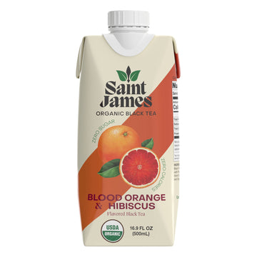 Saint James Iced Tea | Organic Black Tea | Organic, Non-Gmo Black Tea, 12 Pack (16.9Oz Each) (Blood Orange)