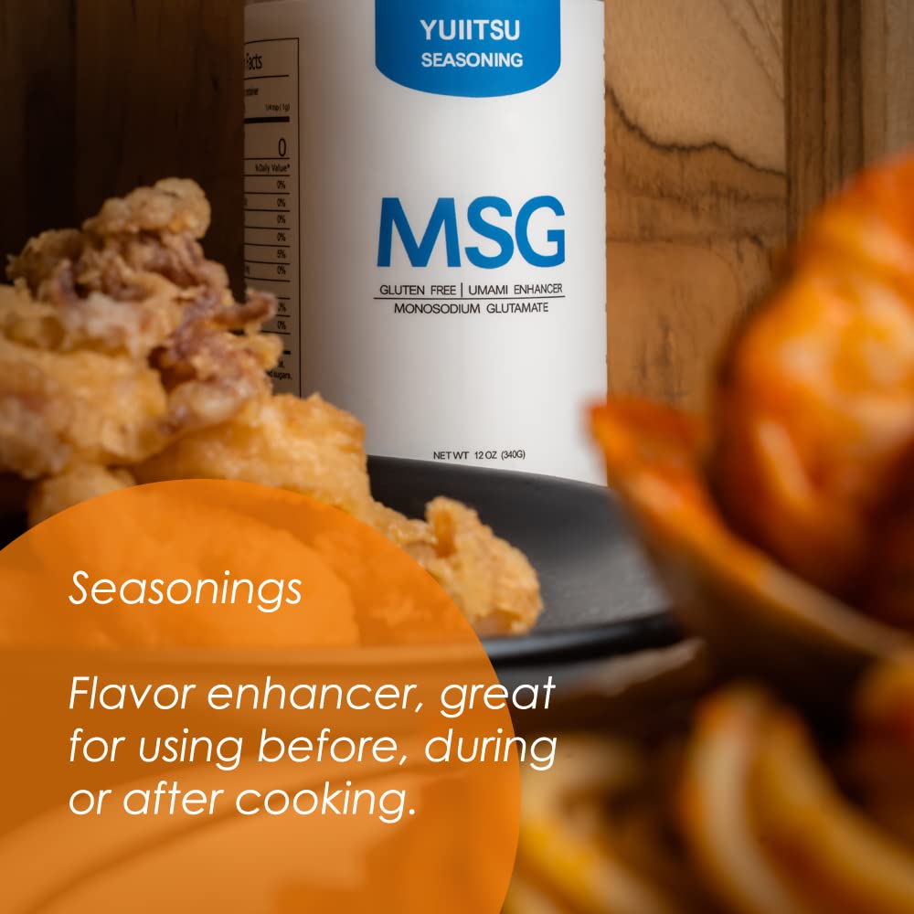 Yuiitsu 12 Oz Msg Seasoning Monosodium Glutamate, Gluten-Free Plant Based Umami Flavor Enhancer, Enhance Flavor Of Poultry, Beef