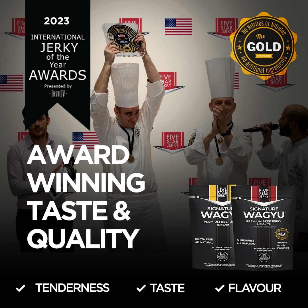 Five Star Wagyu Teriyaki Beef Jerky, Soft & Mouth Melting Tender Jerky, Award-Winning Premium Beef Jerky, No Artificial Ingredie