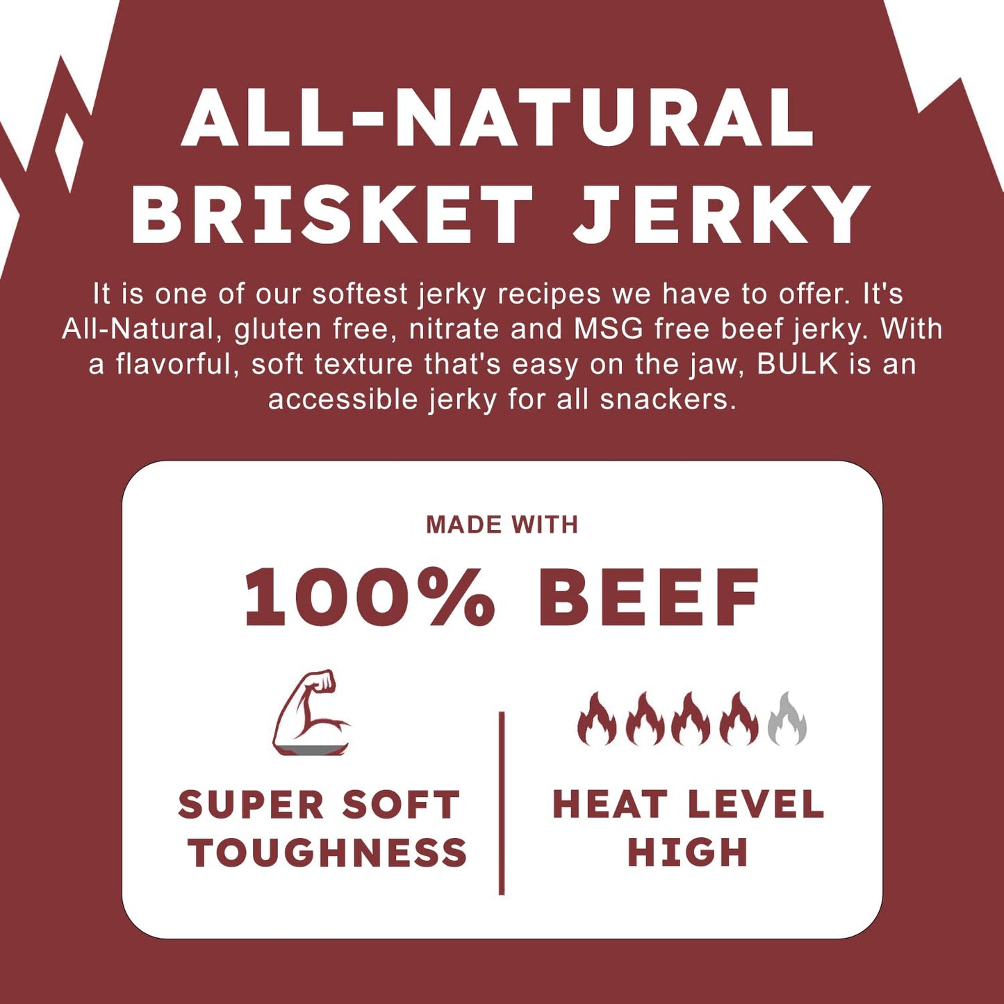 Bulk Brisket Jerky Hot Teriyaki 1 Pound - All Natural Gluten Free