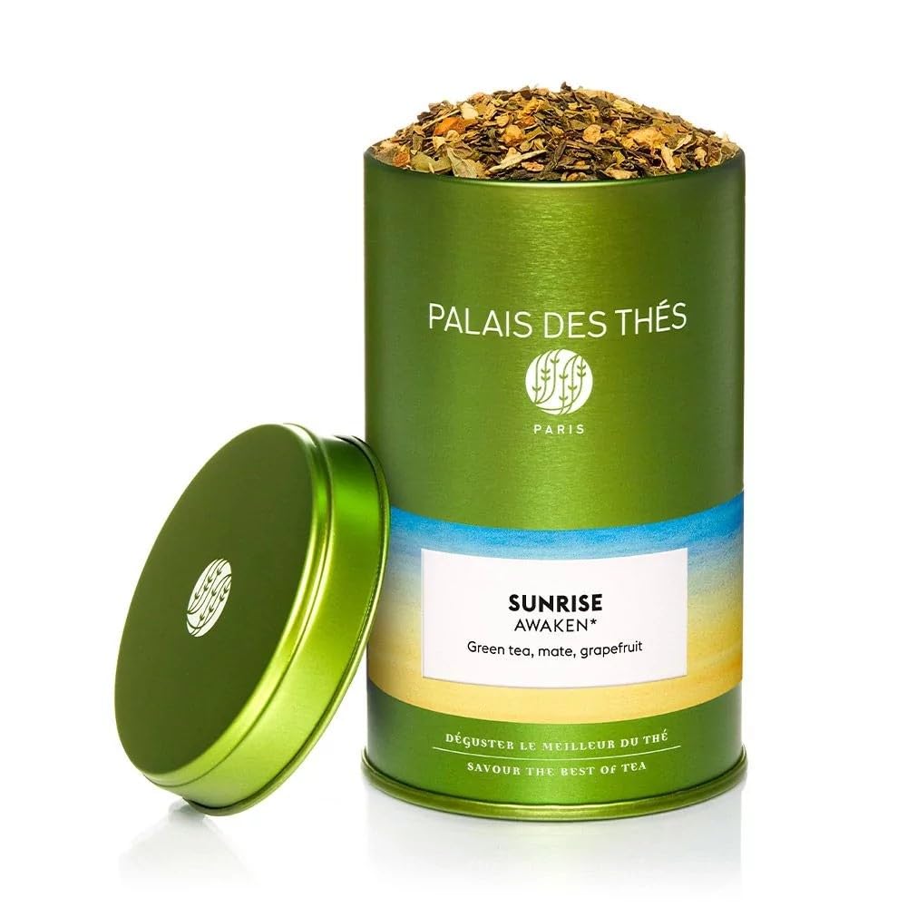 Palais des Thés Green Tea with Mate & Grapefruit - Premium Loose Leaf, 3.5oz Tin, Serves 20-25 Cups