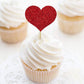 Looching Glitter Heart Cupcake Toppers, 50 PCS Red Food Picks for Wedding, Valentines Day, Birthday Party, Baby Shower