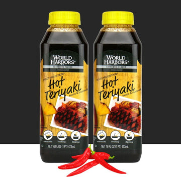 World Harbors Hot Teriyaki Sauce Perfect For Grilling Stir-Fries, Dipping, Marinades For Pork, Chicken, Beef, Steak, And More, S