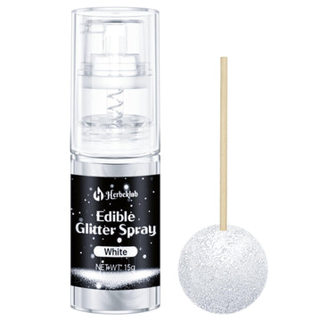 White Edible Glitter Spray - 15g Edible White Glitter for Cakes Food Grade Metallic Shimmer Powder Cake Sprinkles for Cookie Dec
