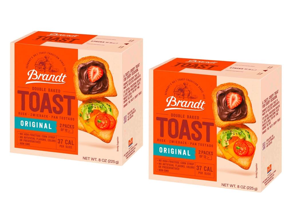 Brandt Toast, Zwieback, Double Baked, 8 Ounces (pack of 2, Original)