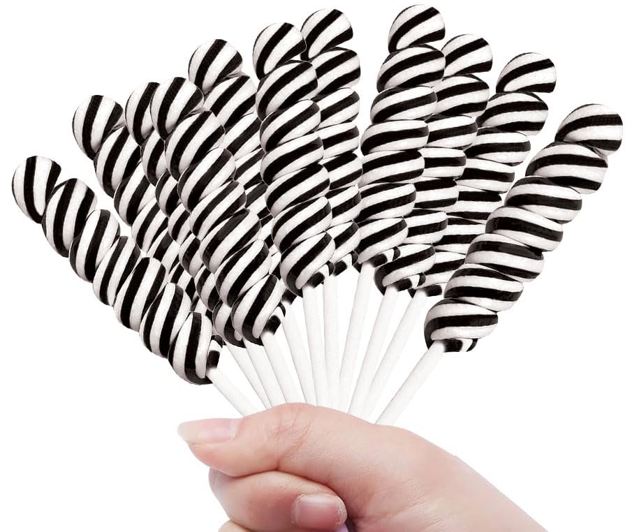 Black Twisty Lollipops - 24 Unicorn Suckers Individually Wrapped Bulk - Great for Candy Buffet - Wedding - Graduation - Hallowee