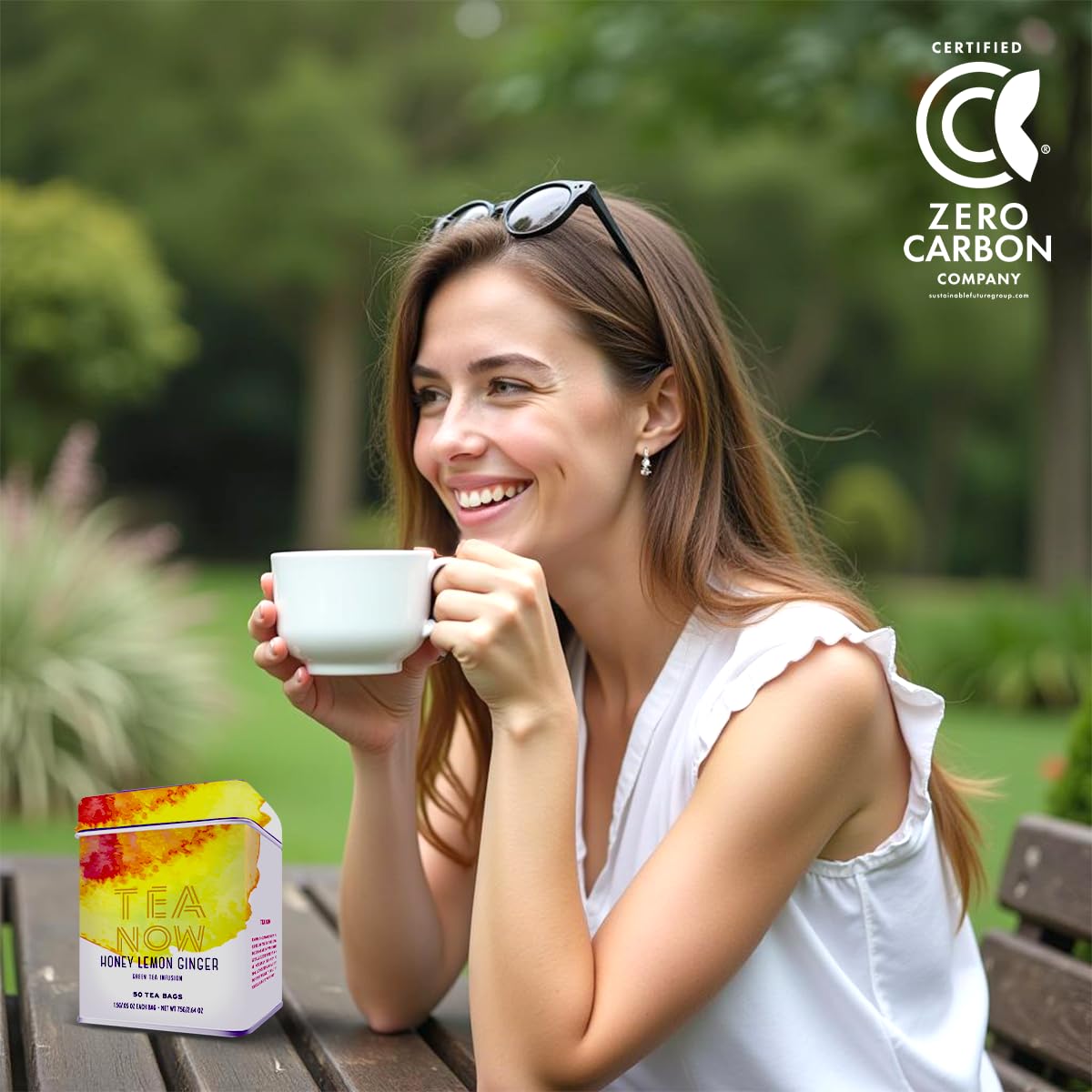 TEA NOW Honey Lemon Ginger Green Tea - Organic Ceylon, 50 Tea Bags, Herbal Teas with Antioxidants, Caffeinated, Perfect for Women