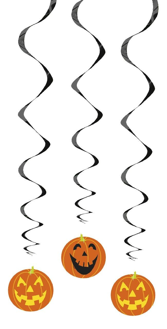 Unique Jack-O-Lantern Hanging Swirl Decorations-26 | Black & Orange | 3 Pcs, 26'', Multi