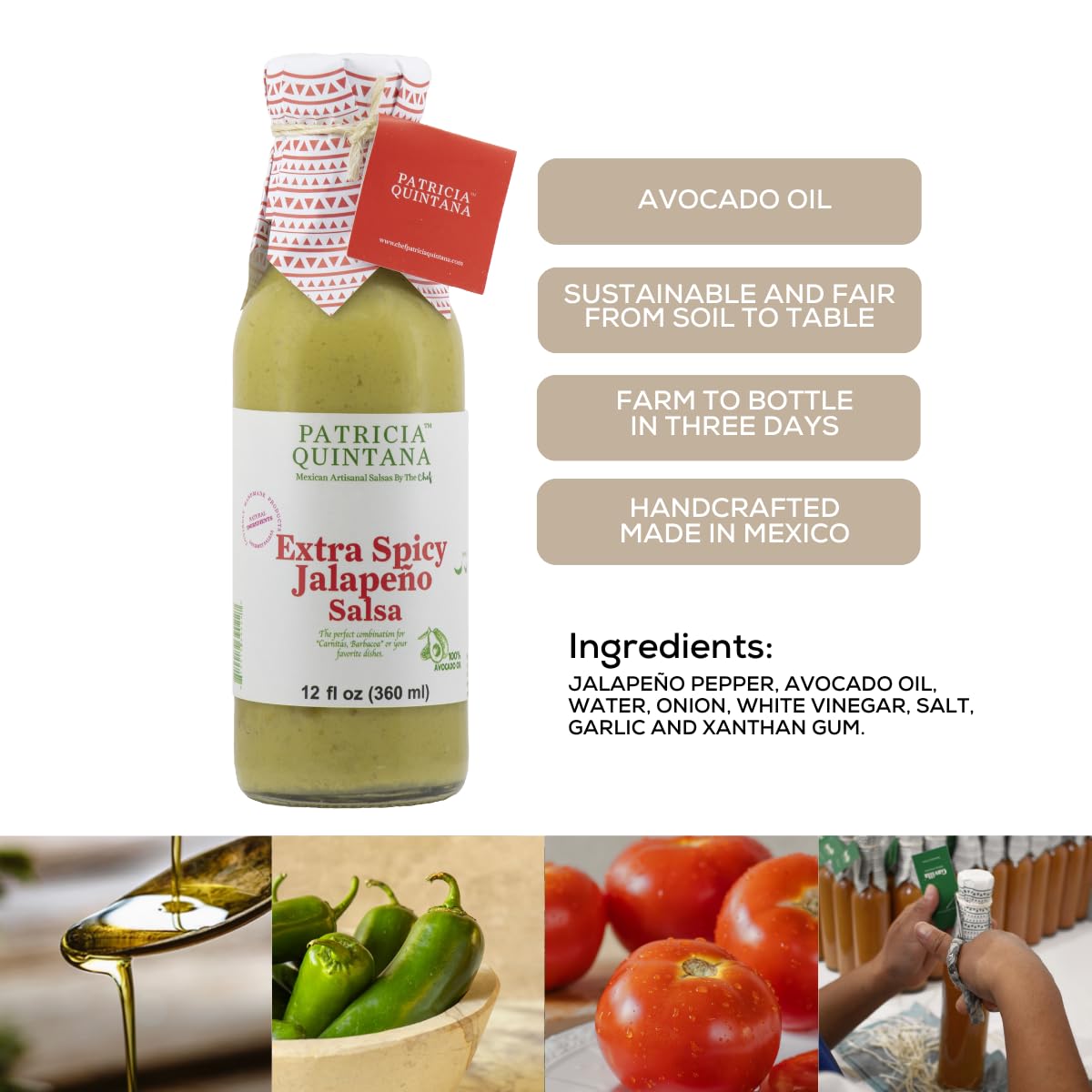 Patricia Quintana Extra Spicy Jalapeo Salsa - Authentic Artisanal Mexican Ingredients - Perfect Topping To Your Tacos, Burritos,