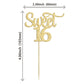 Gyufise 24Pcs Sweet 16 Cupcake Toppers Gold Glitter Number 16 Sixteen Cake Picks Decorations For 16Th Birthday Anniversary Party