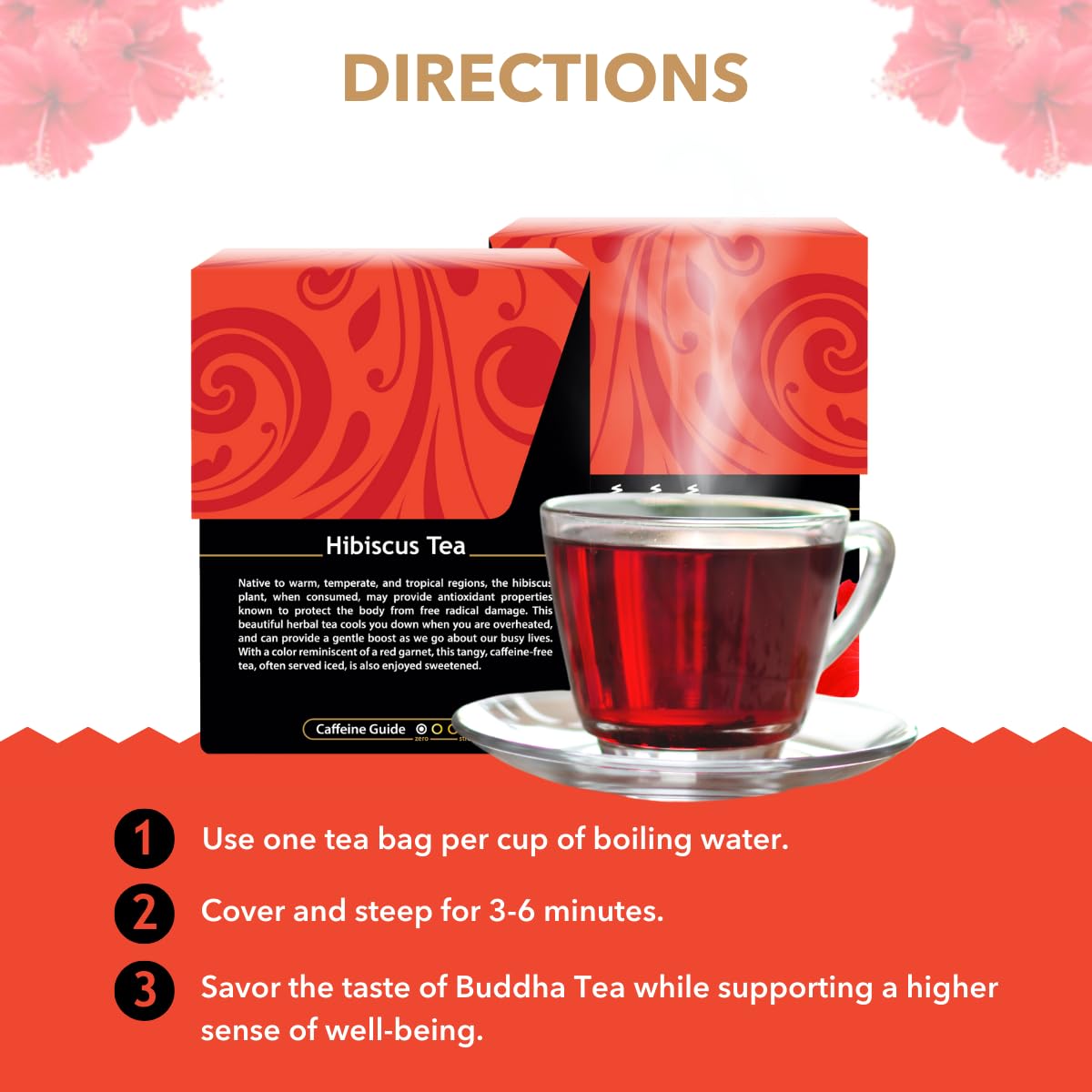 Buddha Teas Hibiscus Herbal Tea - Caffeine Free, Antioxidants, 18 Count, Kosher, Non-GMO, Model BU10016