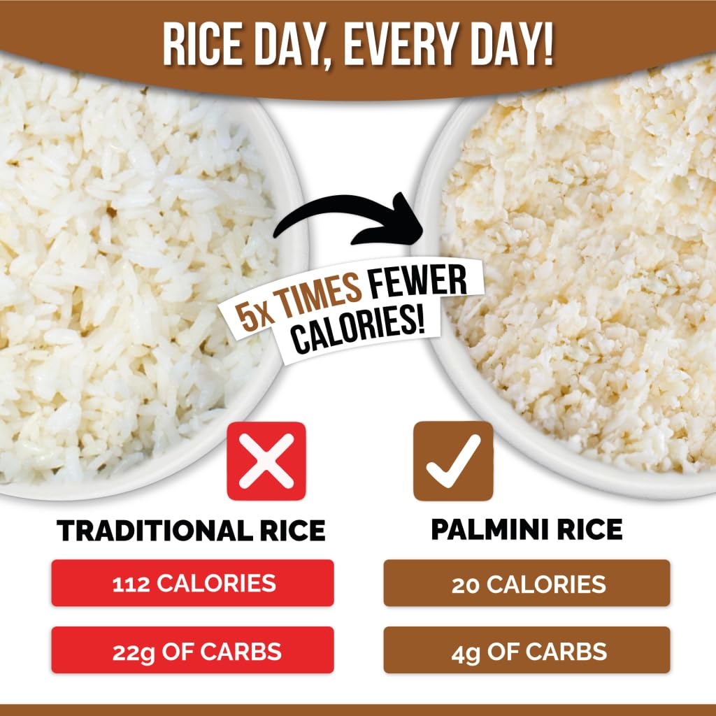 Palmini Rice | Low-Carb & Gluten Free Hearts of Palm Rice | 12 Ounce Pouches - Pack of 3