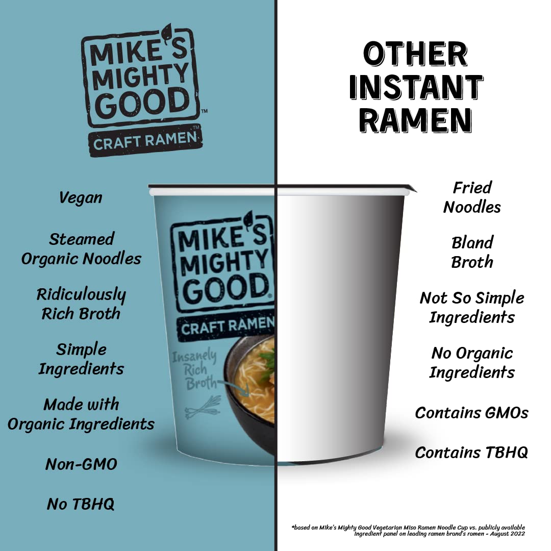 Mike'S Mighty Good Vegetarian Miso Ramen Soup - Instant Ramen Noodles Cups - Organic Instant Noodles - Non-Gmo Noodle Soup - Veg