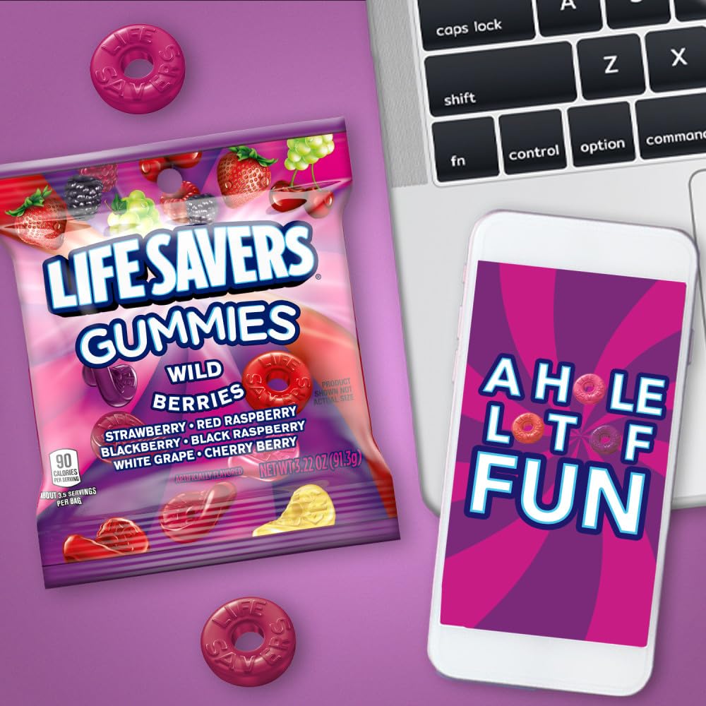 LIFE SAVERS Wild Berries Gummy Candy, 3.22 oz Bags (Pack of 12)