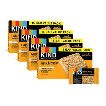Kind Healthy Grains Bars, Oats & Honey With Toasted Coconut, 1.2 Ounce, 60 Count, Gluten Free