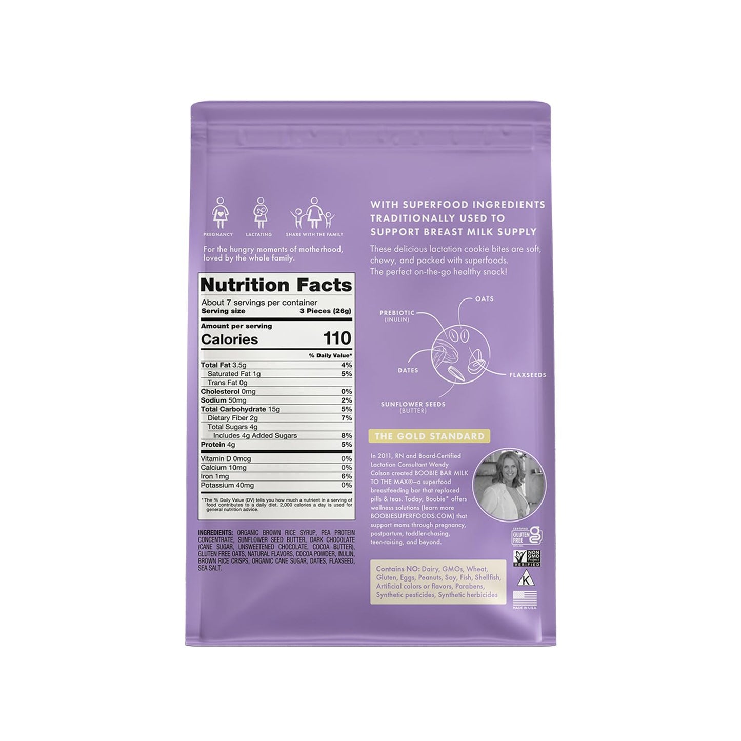 Boobie Lactation Cookies, Brownie Fudge | Vegan, Gluten-Free, Dairy-Free, Soy-Free Plant-Based Protein + Prebiotics | 5g Sugar,