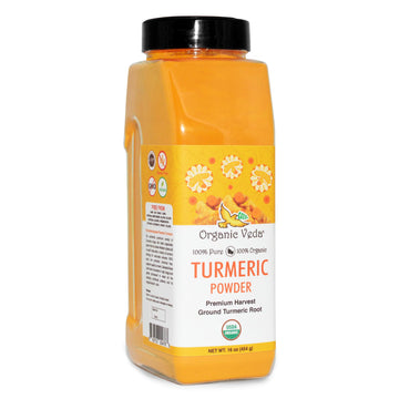 Organic Veda Turmeric Powder, 16 Oz - 100% Pure & Organic Turmeric Curcumin Root Powder - Usda Certified Ultra-Fine Turmeric Roo