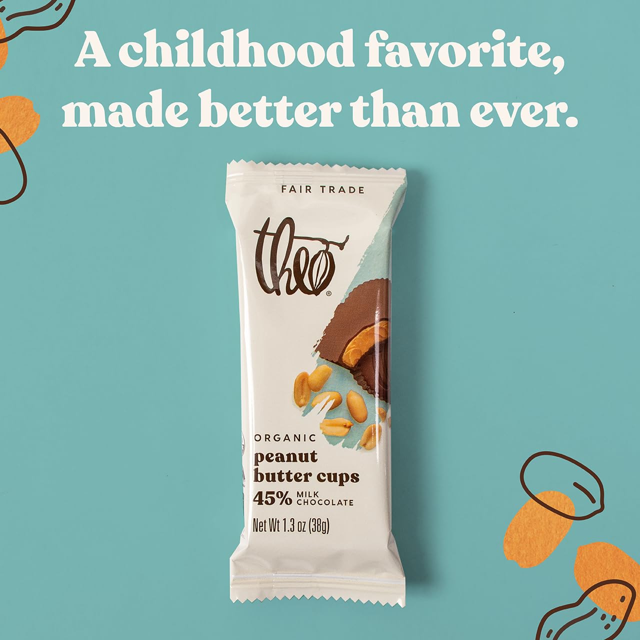 Theo Chocolate Organic Milk Chocolate Peanut Butter Cups,12 Pack