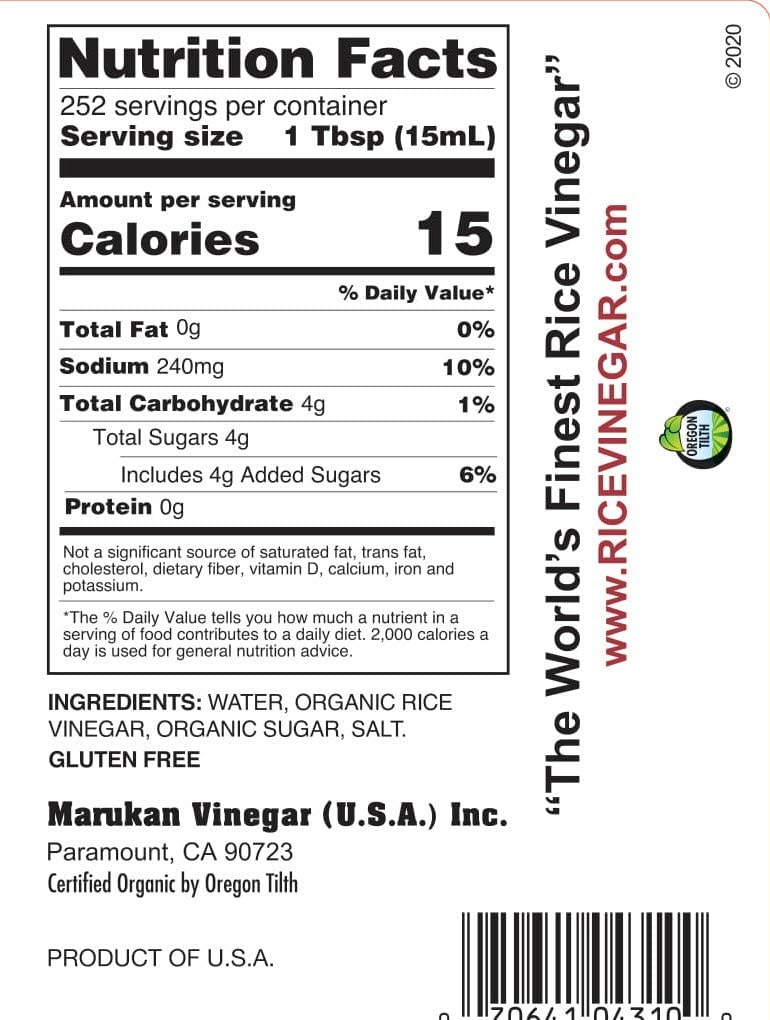 Marukan Organic Seasoned Rice Vinegar Dressing, 128 Fl Oz, Pack of 2