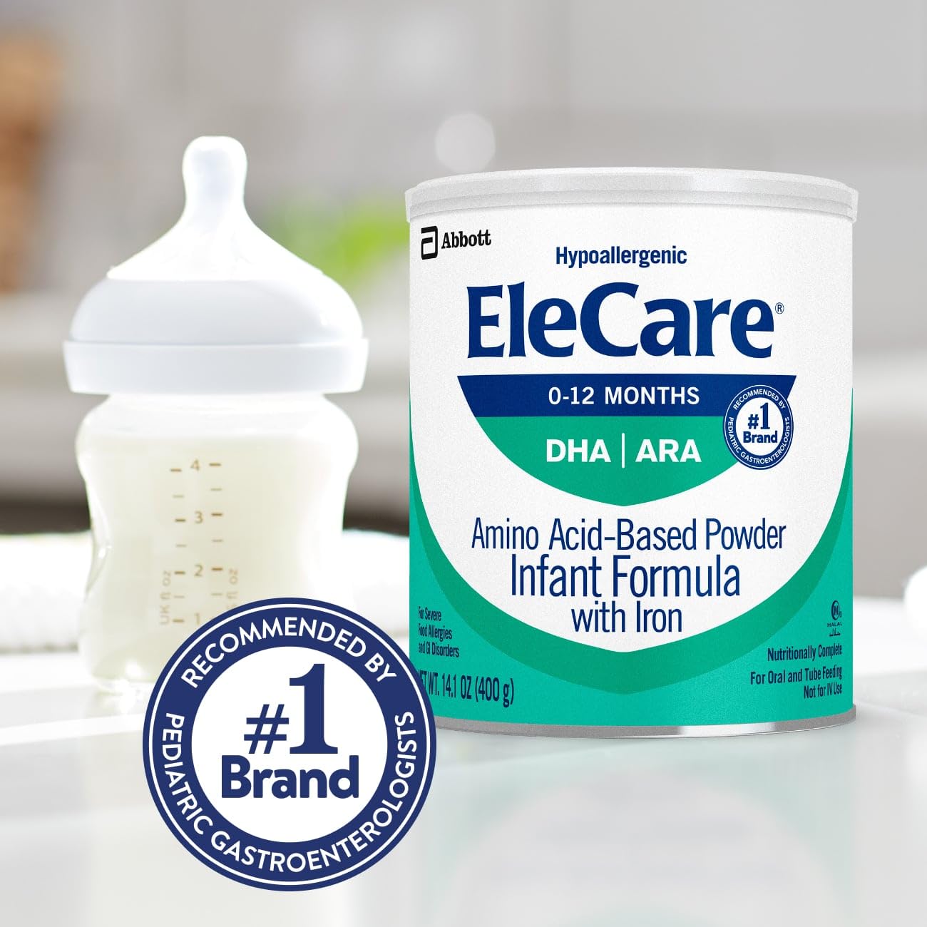 EleCare Hypoallergenic Amino Acid-Based Infant Formula, Complete Nutrition for Food Allergies and GI Conditions, Amino Acid-Base