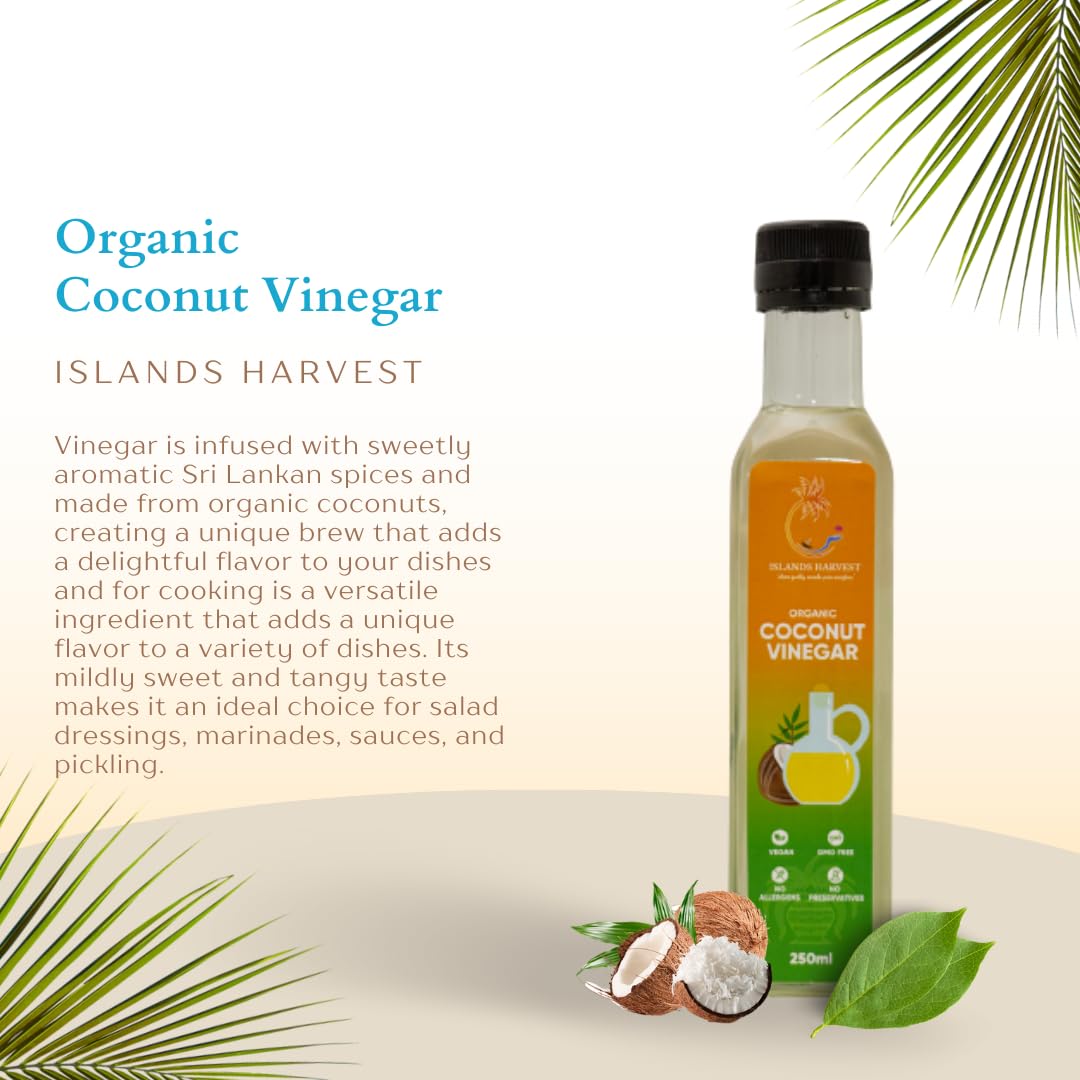 Islands Harvest Organic Coconut Vinegar Pack Of 3 - Vegan, Kosher, Halal, Non-Gmo, Usda Organic - Rich & Tangy With Aromatic Coc